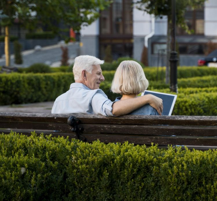 Older retired couple enjoying the views of Nanaimo, BC